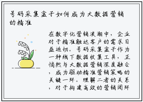 号码采集盒子如何成为大数据营销的精准引擎？