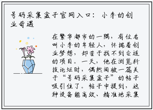 号码采集盒子官网入口：小李的创业奇遇记